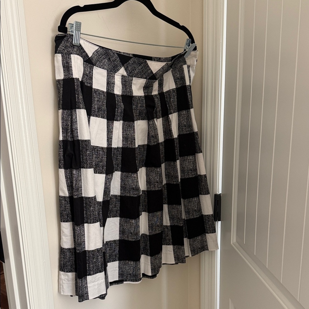 Talbots Black and White Plaid A-Line Skirt